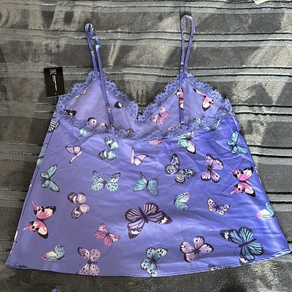 INC Satin Pajama Set – Purple Butterfly Print Cami & Shorts Size XL, XXL NWT - Picture 4 of 10
